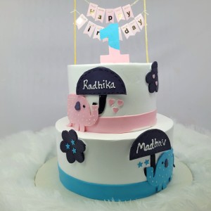 Two Tier Cake With Customized Theme